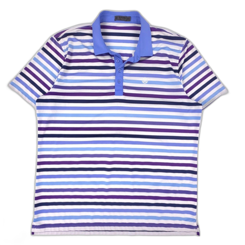 G/FORE Favourite Stripe Golf Polo Short Sleeve Athleisure 90s Y2k Sporty Blue